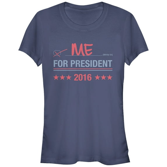Junior's Lost Gods Me for President Graphic Tee Navy Blue Small