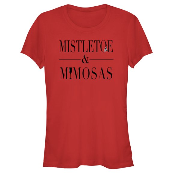 Junior's Lost Gods Mistletoe and Mimosas Graphic Tee Red Large
