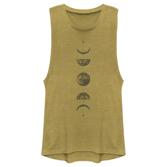 Junior's Lost Gods Moon Phases Arrow  Festival Muscle Graphic Tee Gold Heather Medium