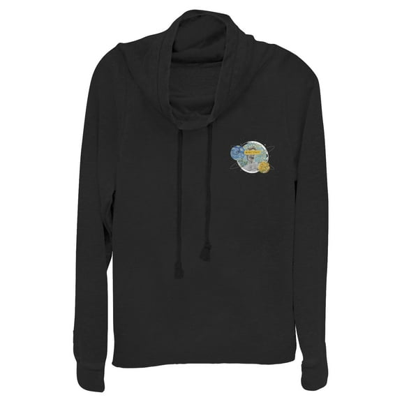 Junior's Lost Gods More Space Art Badge  Cowl Neck Sweatshirt