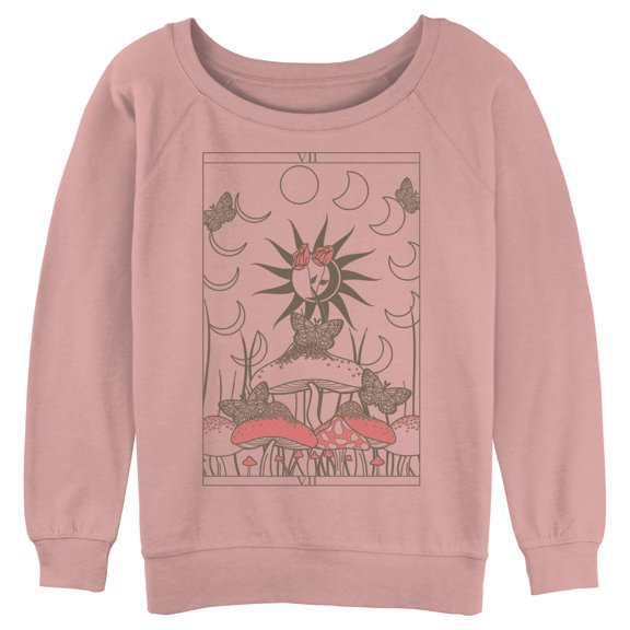 Junior's Lost Gods Mystic Mushroom Tarot Sweatshirt Charcoal Heather 2X Large