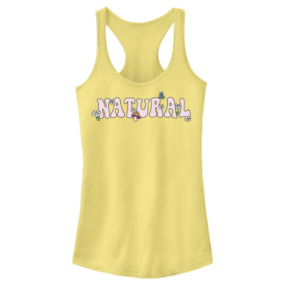 Junior's Lost Gods Natural Flowers Racerback Tank Top Banana Medium