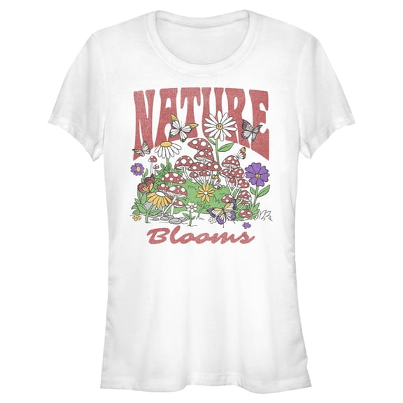 Junior's Lost Gods Nature Blooms Graphic Tee White Medium
