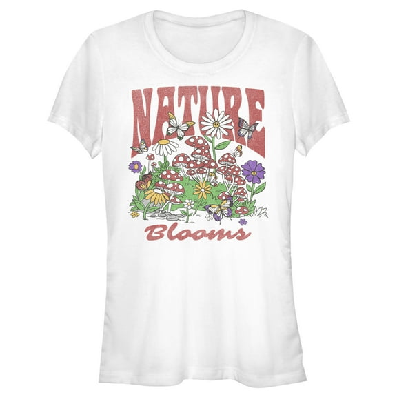 Junior's Lost Gods Nature Blooms Graphic Tee White X Large