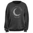thumbnail image 1 of Junior's Lost Gods Not All Who Wander Crescent Moon Sweatshirt Charcoal X Large, 1 of 2