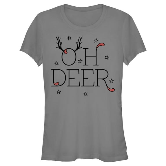 Junior's Lost Gods Oh Deer Graphic Tee Charcoal Large
