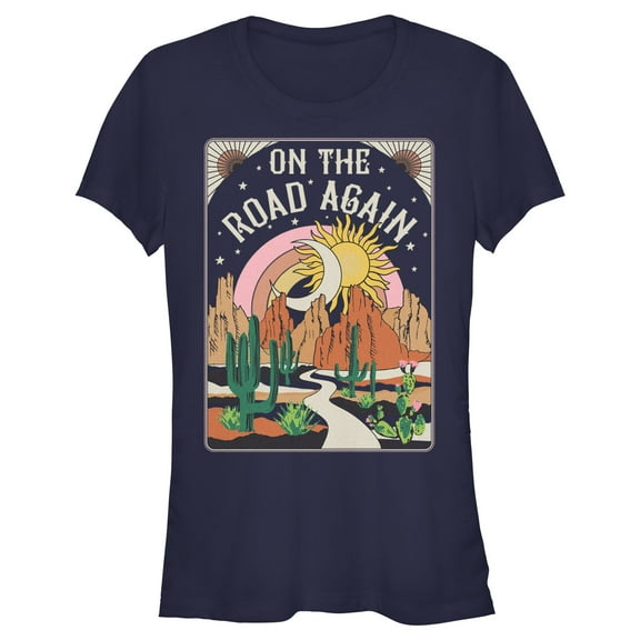 Junior's Lost Gods On the Road Again  Graphic Tee Navy Blue 2X Large