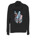 thumbnail image 1 of Junior's Lost Gods Peace Love USA  Cowl Neck Sweatshirt, 1 of 4