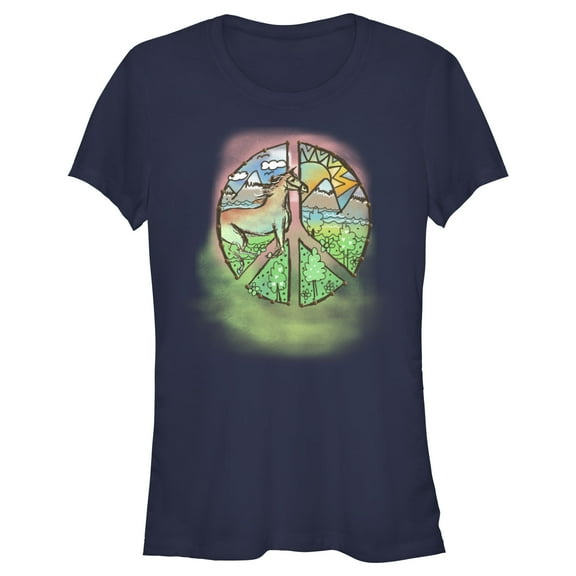 Junior's Lost Gods Peace and Horses Graphic Tee Navy Blue Small