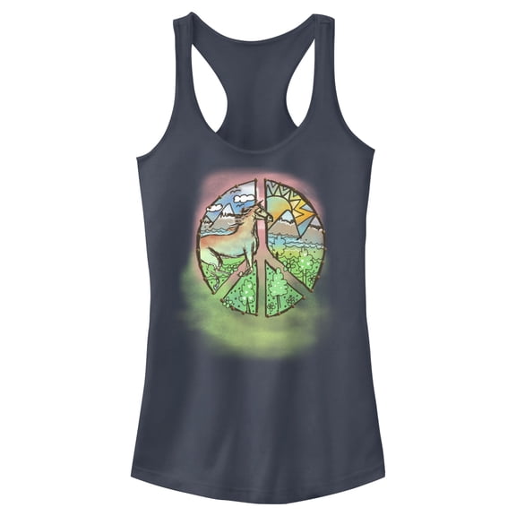 Junior's Lost Gods Peace and Horses Racerback Tank Top Indigo X Small