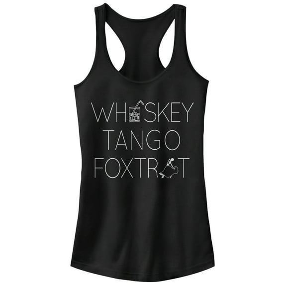 Junior's Lost Gods Picture Whiskey Tango Foxtrot Racerback Tank Top Black Large