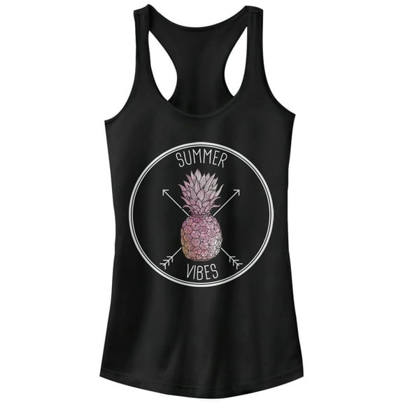 Junior's Lost Gods Pineapple Pattern Racerback Tank Top Black Medium