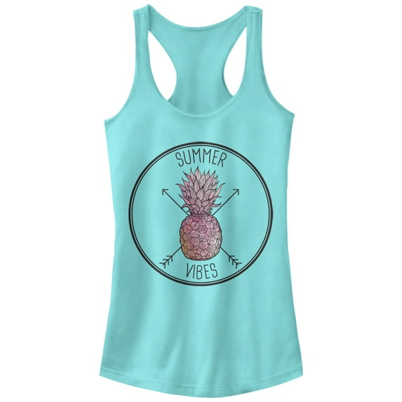 Junior's Lost Gods Pineapple Summer Vibes Racerback Tank Top Cancun Medium