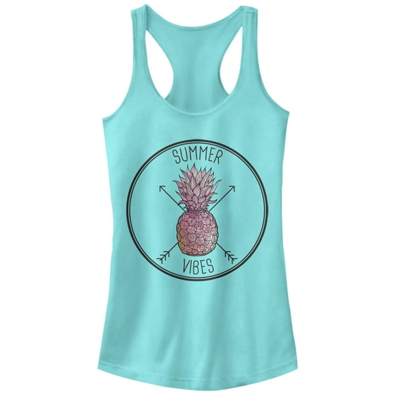 Junior's Lost Gods Pineapple Summer Vibes Racerback Tank Top Cancun Small