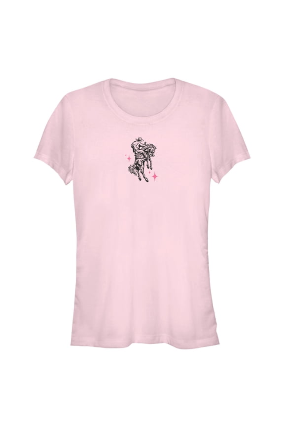 Junior's Lost Gods Pink Rodeo Cowboy Graphic T-Shirt