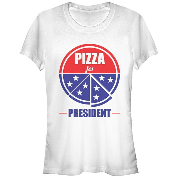 Junior's Lost Gods Pizza for President Graphic Tee White 2X Large