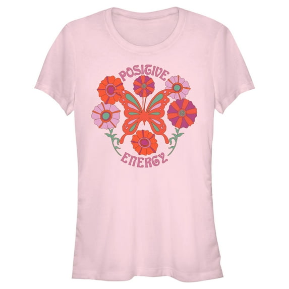 Junior's Lost Gods Positive Energy Butterfly Graphic Tee Light Pink X Large