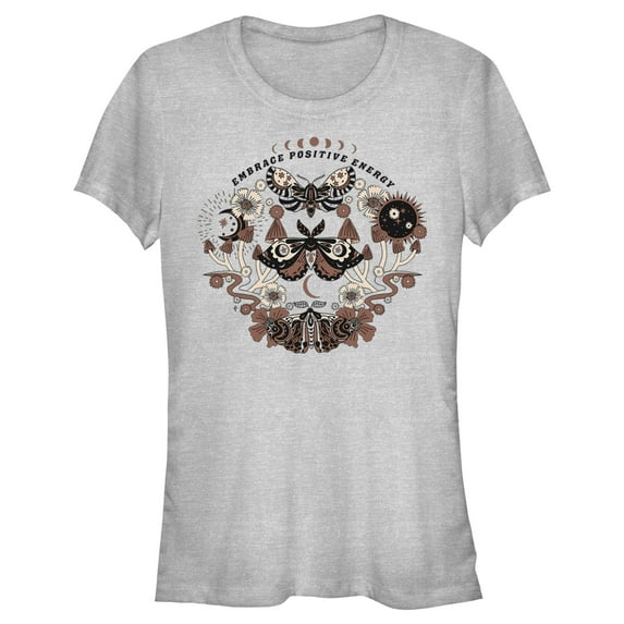 Junior's Lost Gods Positive Energy Moths Graphic Tee Athletic Heather Small
