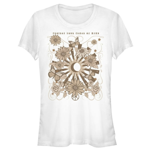 Junior's Lost Gods Protect Your Peace of Mind Graphic Tee White Medium