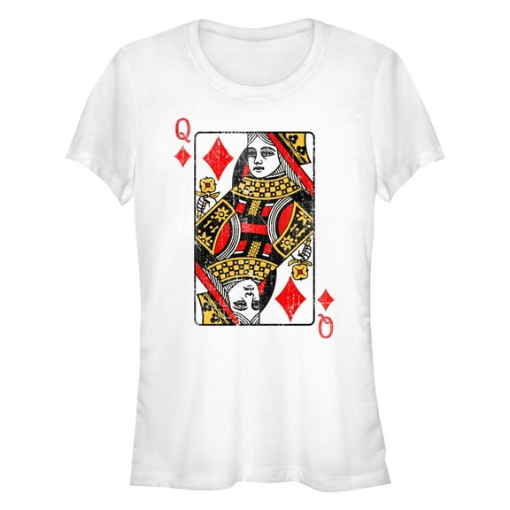 Junior's Lost Gods Queen of Diamonds Distressed  Graphic T-Shirt