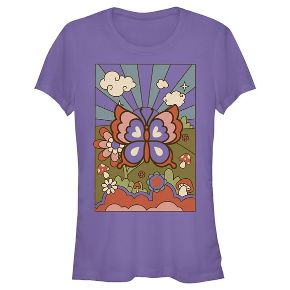 Junior's Lost Gods Retro Butterfly Tarot Graphic Tee Purple X Large