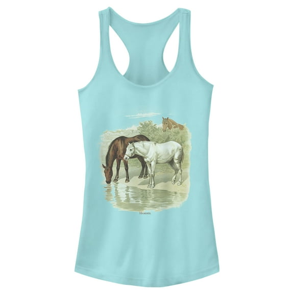 Junior's Lost Gods Retro Horses Portrait Racerback Tank Top Cancun 2X Large