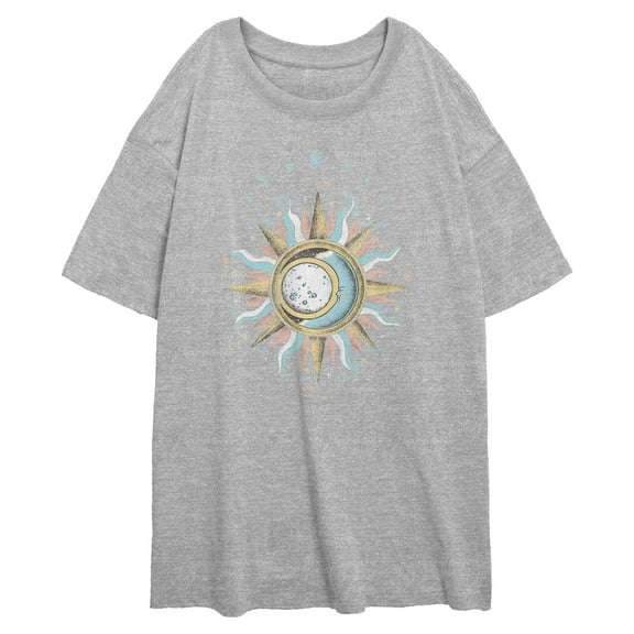 Junior's Lost Gods Retro Mystic Sun and Moon Graphic Oversized T-Shirt
