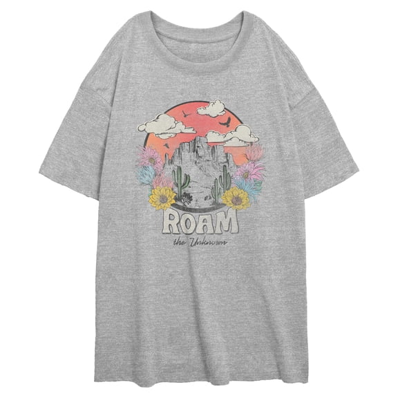 Junior's Lost Gods Roam the Unknown Distressed Graphic Oversized T-Shirt