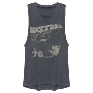 Junior's Lost Gods Rock and Roll Eagle  Festival Muscle Graphic Tee Denim Blue Heather X Small