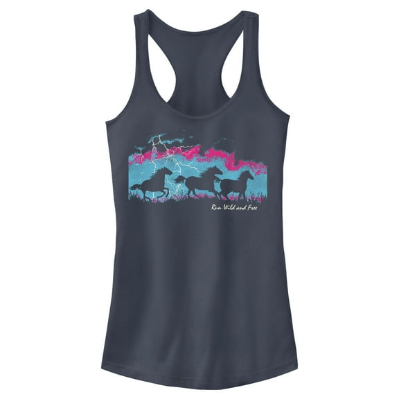 Junior's Lost Gods Run Wild and Free  Racerback Tank Top Indigo Small