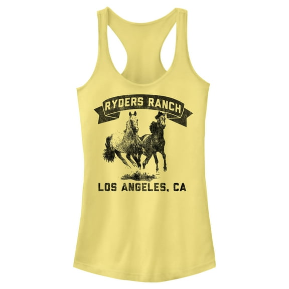 Junior's Lost Gods Ryders Ranch  Racerback Tank Top Banana Small