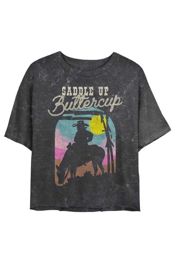 Junior's Lost Gods Saddle Up Buttercup Graphic Tee Black Large