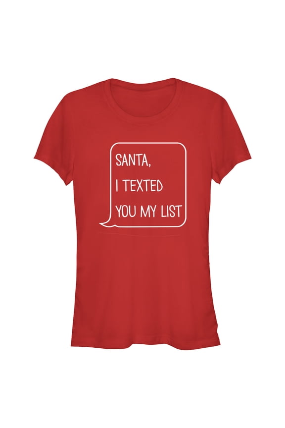 Junior's Lost Gods Santa I Texted You My List Graphic Tee Red Small