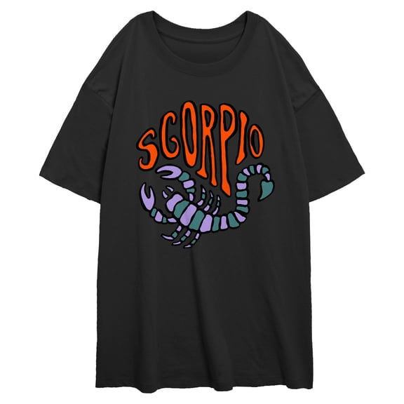 Junior's Lost Gods Scorpio Animal Art Symbol Graphic Oversized T-Shirt