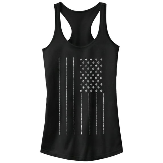 Junior's Lost Gods Sleek American Flag Racerback Tank Top Black 2X Large