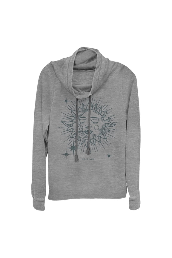 Junior's Lost Gods Sol Et Luna  Cowl Neck Sweatshirt