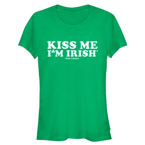 Junior's Lost Gods St. Patrick's Day Kiss Me Irish Today  Graphic Tee Kelly Green Small