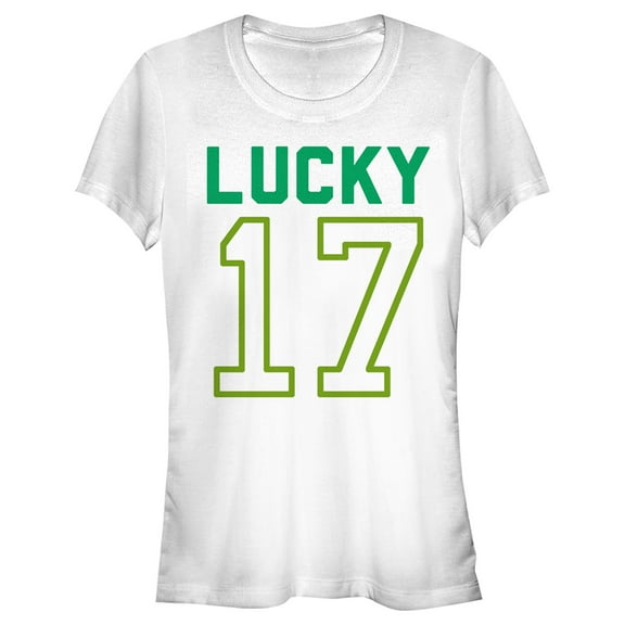 Junior's Lost Gods St. Patrick's Day Lucky Number 17  Graphic Tee White 2X Large