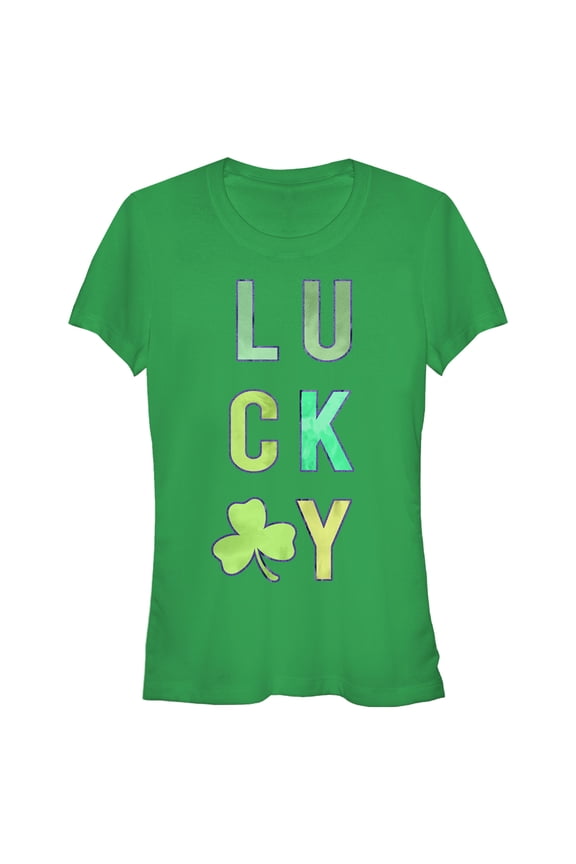 Junior's Lost Gods St. Patrick's Day Lucky Tie-Dye Fill Graphic Tee Kelly Green Large