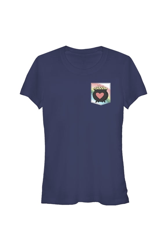 Junior's Lost Gods St. Patrick's Day Rainbow Pocket of Gold Graphic Tee Navy Blue 2X Large