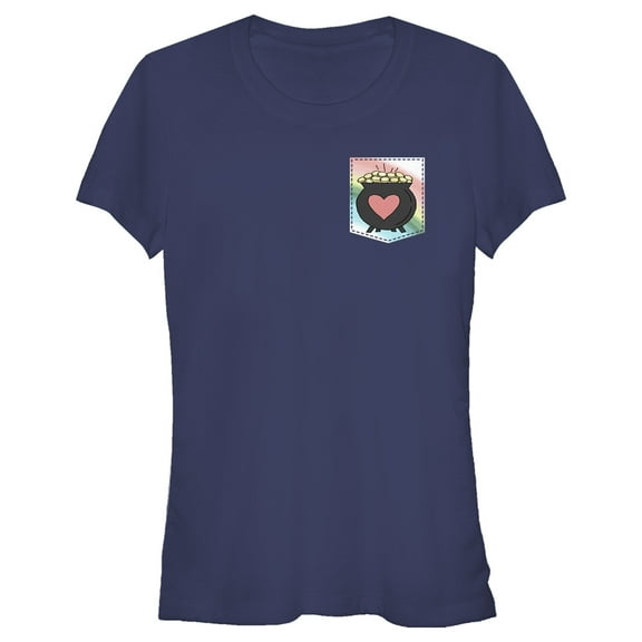 Junior's Lost Gods St. Patrick's Day Rainbow Pocket of Gold  Graphic Tee Navy Blue Large