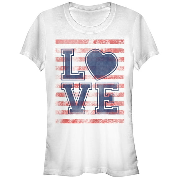 Junior's Lost Gods Stripes Love  Graphic Tee White 2X Large
