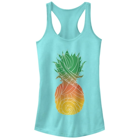 Junior's Lost Gods The Artists Rising Sun Pineapple  Racerback Tank Top Cancun Small
