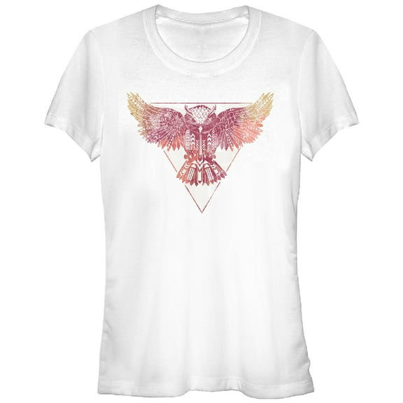 Junior's Lost Gods Triangle Owl Graphic Tee White Large
