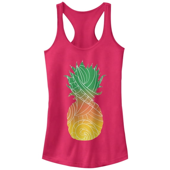 Junior's Lost Gods Tribal Pineapple Racerback Tank Top Dark Pink Medium