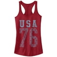 thumbnail image 1 of Junior's Lost Gods USA Stars 76  Racerback Tank Top Scarlet 2X Large, 1 of 3