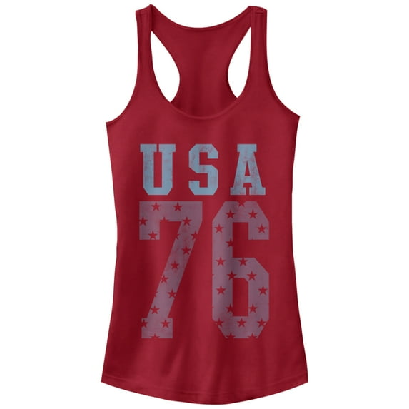 Junior's Lost Gods USA Stars 76 Racerback Tank Top Scarlet 2X Large