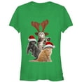 thumbnail image 1 of Junior's Lost Gods Ugly Christmas Cats  Graphic Tee Kelly Green 2X Large, 1 of 2