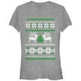 thumbnail image 1 of Junior's Lost Gods Ugly Christmas Tree Reindeer  Graphic Tee Athletic Heather Large, 1 of 2
