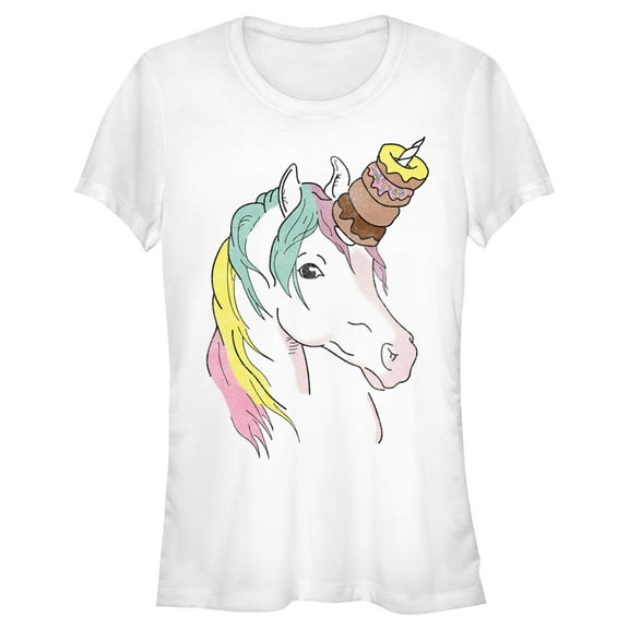 Junior's Lost Gods Unicorn Doughnuts Graphic Tee White Medium
